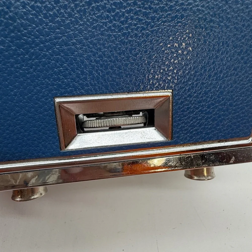 Vintage Kron and Deville Folding Opera Glasses Set Blue and Black Chrome Binocs
